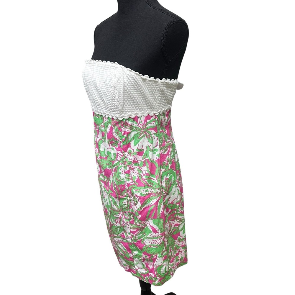 Lilly Pulitzer Franco Hotty Pink Forgot My Trunks Strapless Tie Back Dress 6 - Picture 3 of 9